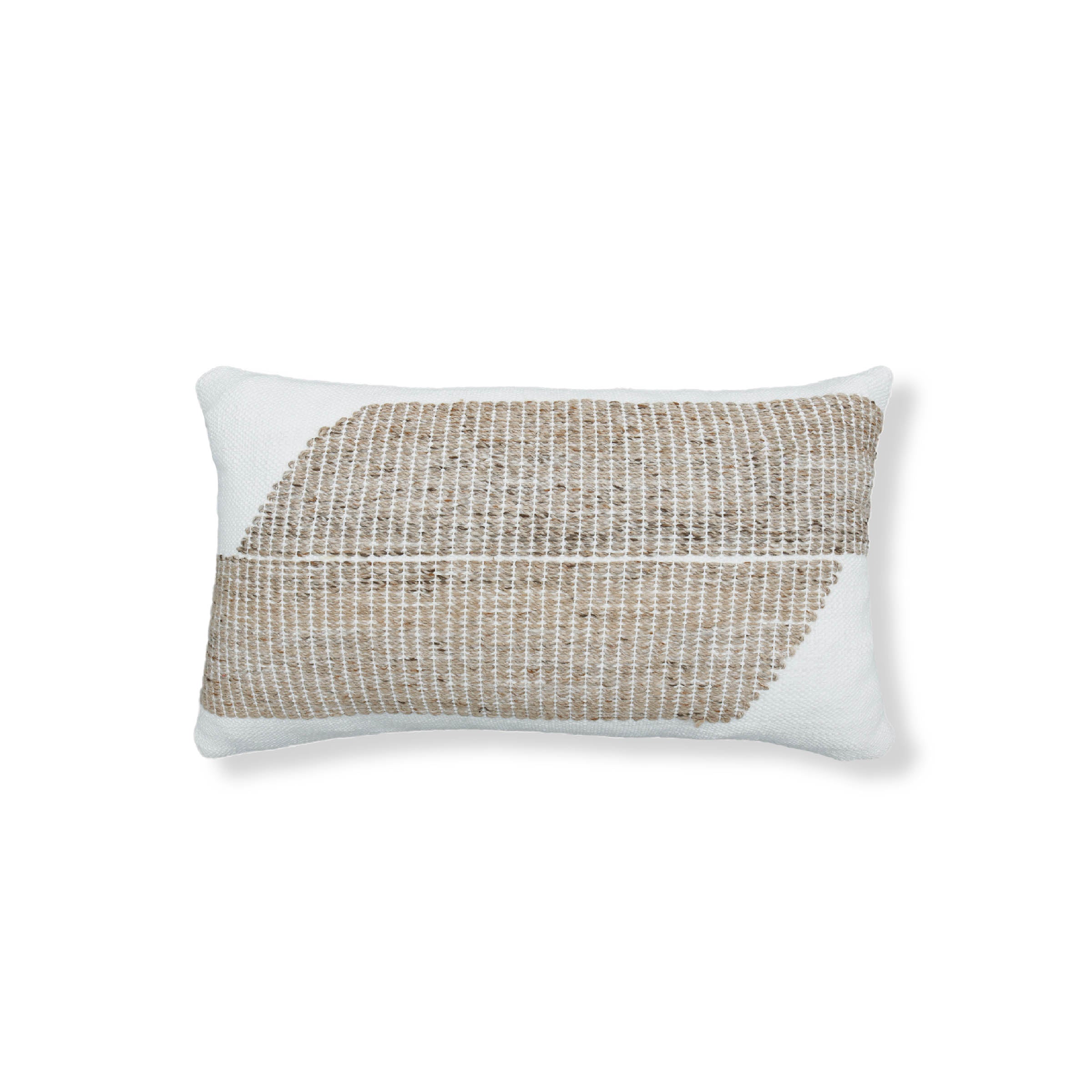 Essential White Boucle With Leather Piping Lumbar Throw Pillow With Insert  - Set of 2 – LOOMLAN