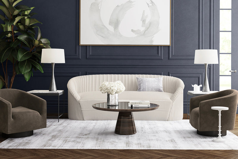 LOOMY rug size guide, living room rug under sofa and chairs